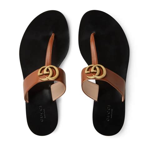 brown gucci thong sandals